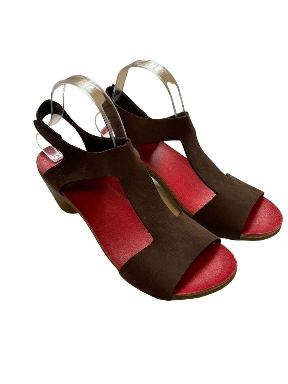 Loints Of Holland Brown Leather Comfort Espadrille Travel Sandals Womens 10